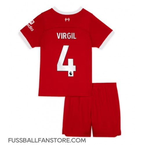Liverpool Virgil van Dijk #4 Replik Heimtrikot Kinder 2023-24 Kurzarm (+ Kurze Hosen)